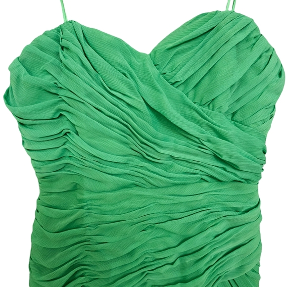 Nwot Max & Cleo Strapless Ruched Island Green Asymmetrical Short Cocktail Dress - Picture 9 of 16